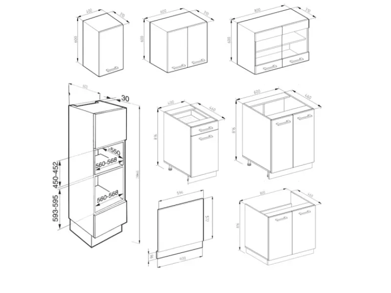 Discount Vicco R-Line Küchenzeile Weiß Hochglanz/Goldkraft Eiche 300 cm mit HochschrankAP Marmor ohne E-Geräte Einbauküchen
