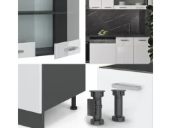 New Vicco R-Line Küchenzeile /Anthrazit 300 cm AP Anthrazit ohne E-Geräte Küchenschränke