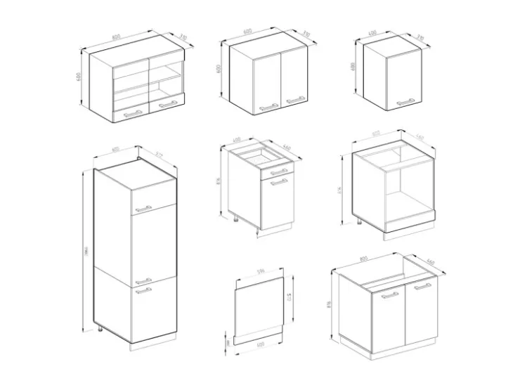 Küchenschränke<Vicco R-Line Küchenzeile /Anthrazit 300 cm AP Marmor ohne E-Geräte Weiß Hochglanz