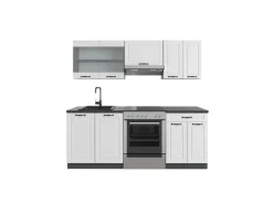 Outlet Vicco R-Line Küchenzeile Weiß Landhaus/Anthrazit 200 cm AP Anthrazit ohne E-Geräte Einbauküchen