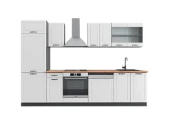 Sale Vicco R-Line Küchenzeile Weiß Landhaus/Anthrazit 300 cm AP Eiche ohne E-Geräte Einbauküchen|Single-Küchen