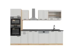 Online Vicco R-Line Küchenzeile Weiß Landhaus/Goldkraft Eiche 300 cm mit HochschrankAP Anthrazit ohne E-Geräte Küchenrückwände|Einbauküchen