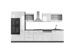 Best Vicco R-Line Küche /Anthrazit 350 cm mit Hochschrankohne Arbeitsplatte ohne E-Geräte Weiß Hochglanz