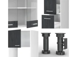 Einbauküchen<Vicco R-Line Komplettküche Schwarz Beton/Weiß 350 cm AP Marmor ohne E-Geräte Beton Dunkelgrau