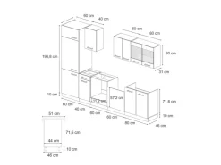 Einbauküchen<Vicco R-Line KomplettKüche Schwarz Beton/Weiß 300 cm AP Anthrazit ohne E-Geräte Beton Dunkelgrau
