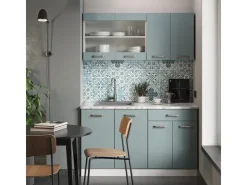 Online Vicco R-Line Mini-Küche Blau-Grau 140 cm AP Marmor ohne E-Geräte Blaugrau