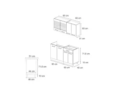 Single-Küchen|Miniküchen<Vicco R-Line Mini-Küche 140 cm AP Marmor ohne E-Geräte Schwarz Hochglanz