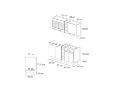 Hot Vicco R-Line Mini-Küche /Weiß 160 cm ohne Arbeitsplatte ohne E-Geräte Schwarz Hochglanz