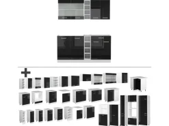 Hot Vicco R-Line Mini-Küche /Weiß 160 cm ohne Arbeitsplatte ohne E-Geräte Schwarz Hochglanz