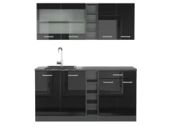 Hot Vicco R-Line Mini-Küche /Anthrazit 160 cm ohne Arbeitsplatte ohne E-Geräte Schwarz Hochglanz