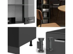 Hot Vicco R-Line Mini-Küche /Anthrazit 160 cm ohne Arbeitsplatte ohne E-Geräte Schwarz Hochglanz