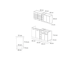 Clearance Vicco R-Line Mini-Küche Schwarz Beton/Weiß 160 cm AP Marmor ohne E-Geräte Beton Dunkelgrau