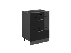 Outlet Vicco R-Line Schwarz Hochglanz/Anthrazit 60 cm mit Schubladen ohne Arbeitsplatte Küchenschränke