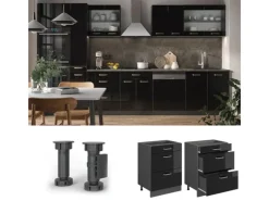 Outlet Vicco R-Line Schwarz Hochglanz/Anthrazit 60 cm mit Schubladen ohne Arbeitsplatte Küchenschränke