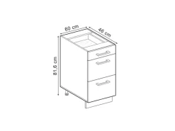 Outlet Vicco R-Line Schwarz Hochglanz/Anthrazit 60 cm mit Schubladen ohne Arbeitsplatte Küchenschränke