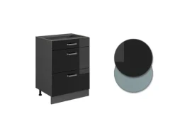Outlet Vicco R-Line Schwarz Hochglanz/Anthrazit 60 cm mit Schubladen ohne Arbeitsplatte Küchenschränke