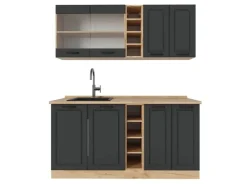 Vicco R-Line Singleküche Landhaus/ 160 cm AP ohne E-Geräte Single-Küchen