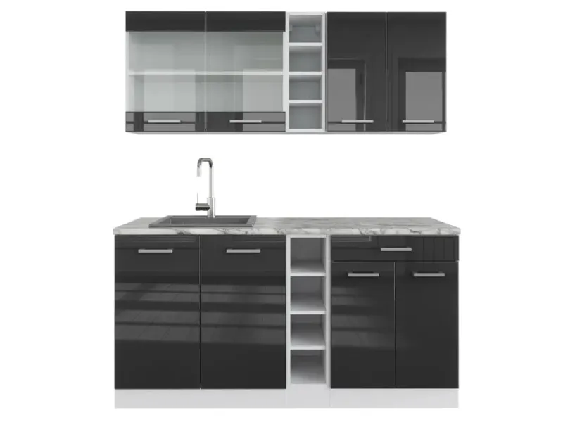 Vicco R-Line Singleküche /Weiß 160 cm ohne Arbeitsplatte ohne E-Geräte Single-Küchen