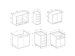 Vicco R-Line Singleküche /Weiß 160 cm ohne Arbeitsplatte ohne E-Geräte Single-Küchen