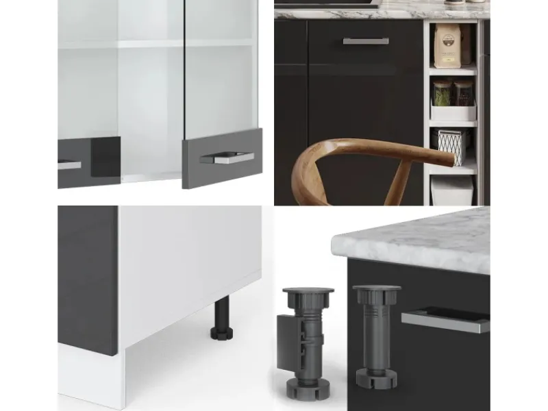 Vicco R-Line Singleküche /Weiß 160 cm ohne Arbeitsplatte ohne E-Geräte Single-Küchen