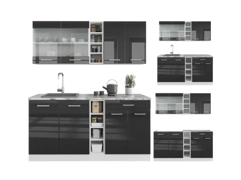 Vicco R-Line Singleküche /Weiß 160 cm ohne Arbeitsplatte ohne E-Geräte Single-Küchen