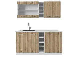 Vicco R-Line Singleküche /Weiß 160 cm AP Marmor ohne E-Geräte Artisan Eiche