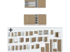 Vicco R-Line Singleküche /Weiß 160 cm AP Marmor ohne E-Geräte Artisan Eiche