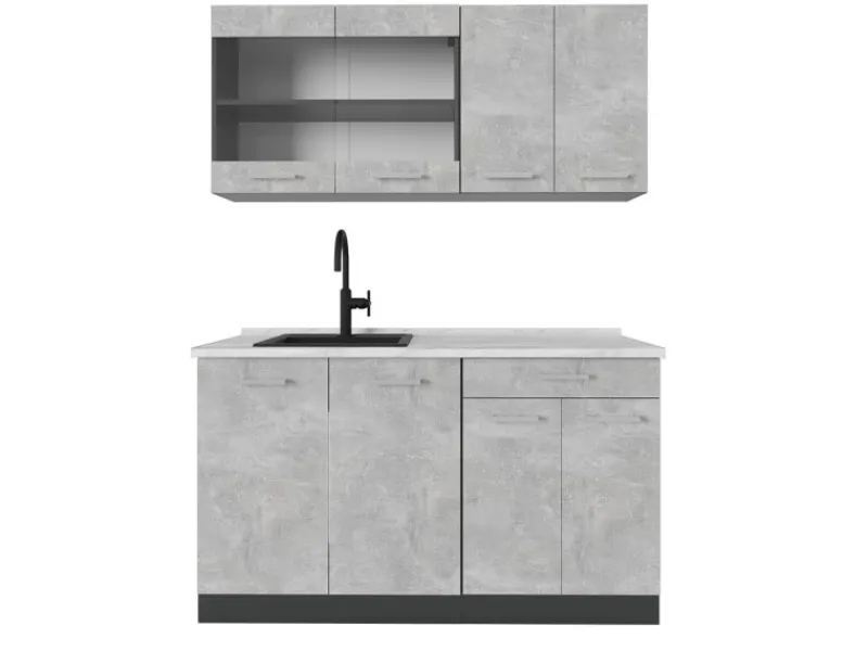Online Vicco R-Line Singleküche /Anthrazit 140 cm AP Marmor ohne E-Geräte Single-Küchen