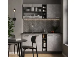 Single-Küchen<Vicco R-Line Singleküche /Anthrazit 160 cm ohne Arbeitsplatte ohne E-Geräte Beton