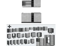 Single-Küchen<Vicco R-Line Singleküche /Anthrazit 160 cm ohne Arbeitsplatte ohne E-Geräte Beton