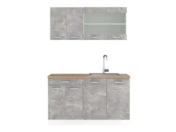 Sale Vicco R-Line Singleküche Beton/Weiß 140 cm AP Eiche ohne E-Geräte Single-Küchen