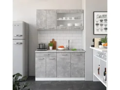 Sale Vicco R-Line Singleküche Beton/Weiß 140 cm AP Eiche ohne E-Geräte Single-Küchen