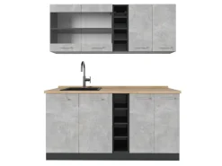 Outlet Vicco R-Line Singleküche /Anthrazit 160 cm AP Eiche ohne E-Geräte Beton