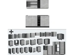 Outlet Vicco R-Line Singleküche /Anthrazit 160 cm AP Eiche ohne E-Geräte Beton