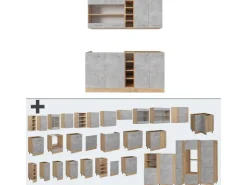 Single-Küchen<Vicco R-Line Singleküche /Goldkraft Eiche 160 cm AP Eiche ohne E-Geräte Beton