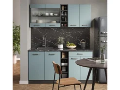 Discount Vicco R-Line Single Küche Blau-Grau/Anthrazit 160 cm ohne Arbeitsplatte ohne E-Geräte Single-Küchen
