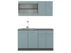 Hot Vicco R-Line Singleküche Blau-Grau/Anthrazit 140 cm AP Anthrazit ohne E-Geräte Blaugrau