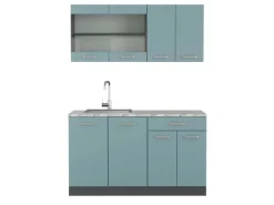 Online Vicco R-Line Singleküche Blau-Grau/Anthrazit 140 cm AP Marmor ohne E-Geräte Single-Küchen