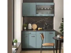 Online Vicco R-Line Singleküche Blau-Grau/Anthrazit 140 cm AP Marmor ohne E-Geräte Single-Küchen
