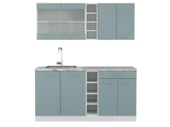 Single-Küchen<Vicco R-Line Single Küche Blau-Grau/Weiß 160 cm ohne Arbeitsplatte ohne E-Geräte Blaugrau