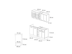 Hot Vicco R-Line Singleküche Blau-Grau 160 cm AP Marmor ohne E-Geräte Single-Küchen