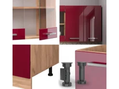 Online Vicco R-Line Singleküche Bordeaux Hochglanz/Goldkraft Eiche 140 cm AP Anthrazit ohne E-Geräte Single-Küchen