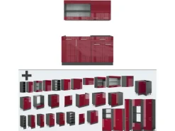 Hot Vicco R-Line Singleküche Bordeaux Hochglanz/Anthrazit 140 cm ohne Arbeitsplatte ohne E-Geräte Single-Küchen