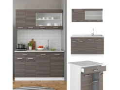 Online Vicco R-Line Singleküche /Weiß 140 cm AP Anthrazit ohne E-Geräte Edelgrau