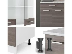 Online Vicco R-Line Singleküche /Weiß 140 cm AP Anthrazit ohne E-Geräte Edelgrau