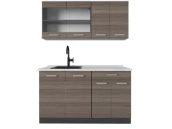 Clearance Vicco R-Line Singleküche /Anthrazit 140 cm AP Marmor ohne E-Geräte Single-Küchen