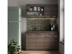 Clearance Vicco R-Line Singleküche /Anthrazit 140 cm AP Marmor ohne E-Geräte Single-Küchen
