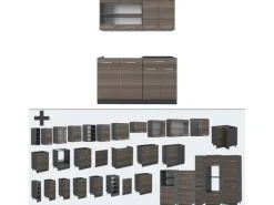 Clearance Vicco R-Line Singleküche /Anthrazit 140 cm AP Marmor ohne E-Geräte Single-Küchen