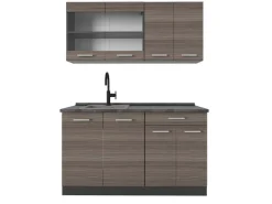 Single-Küchen<Vicco R-Line Singleküche /Anthrazit 140 cm AP Anthrazit ohne E-Geräte Edelgrau