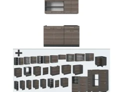 Single-Küchen<Vicco R-Line Singleküche /Anthrazit 140 cm AP Anthrazit ohne E-Geräte Edelgrau